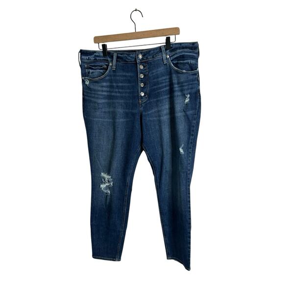 Silver Jeans Womens Adult Size 20 Blue‎ Denim Avery Skinny Crop button fly - Picture 1 of 4